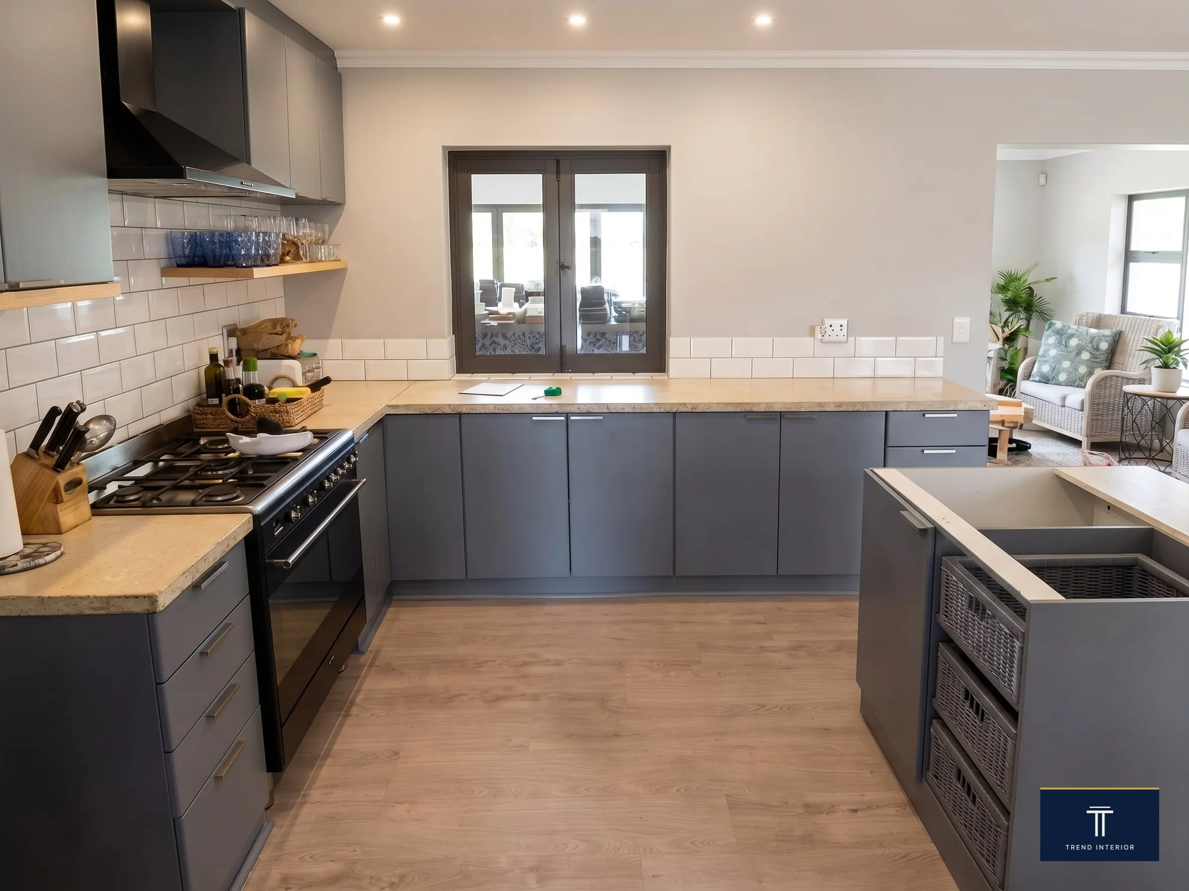 Kitchen with marble counter and undermount sink