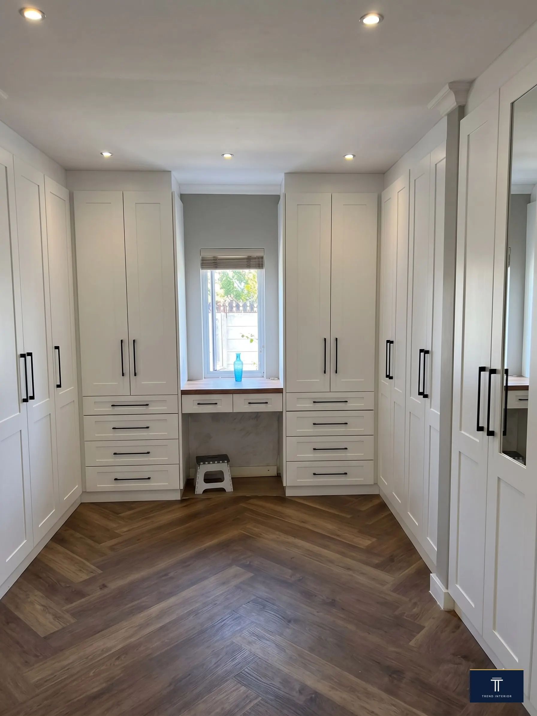 Bathroom rebuild with built-in vanity and electrical